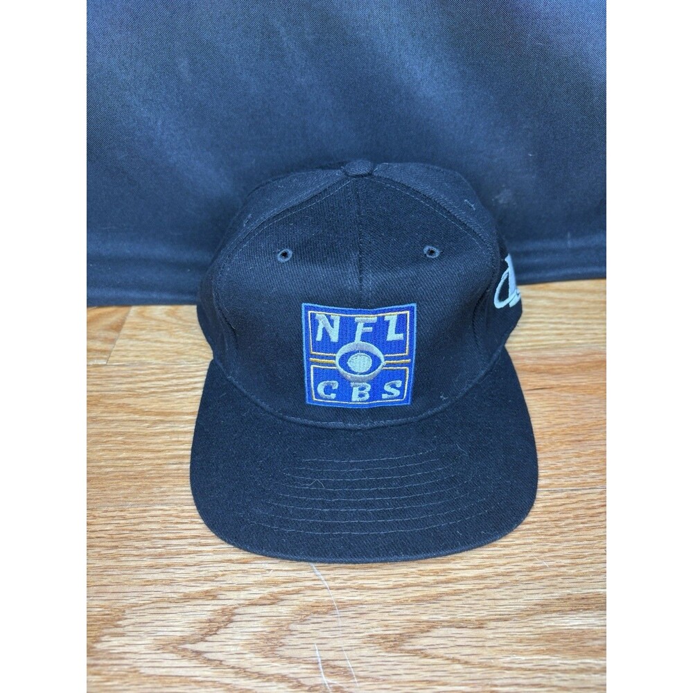 VTG 90s CBS Sports NFL Logo Athletic SnapBack Hat Cap Black K Products Football